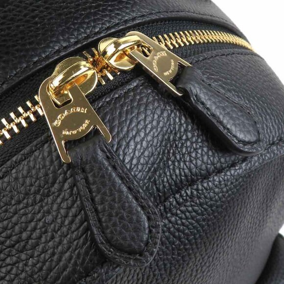 Auth COACH Backpack Black Leather/Goldtone - - Picture 6 of 14